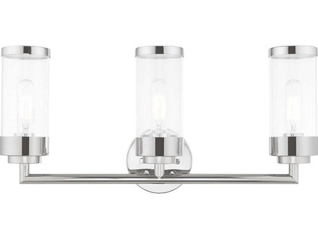 Livex Lighting Hillcrest 3-Light Polished Chrome Clear Glass Vanity Light