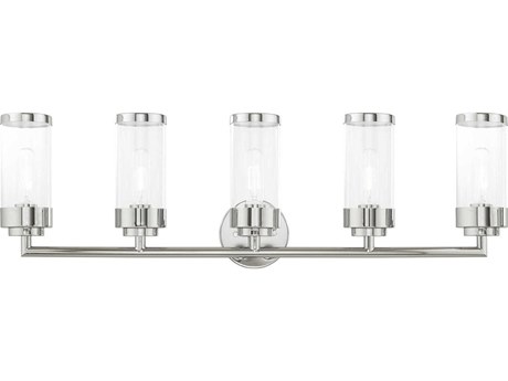 Livex Lighting Hillcrest 5-Light Polished Chrome Clear Glass Vanity Light