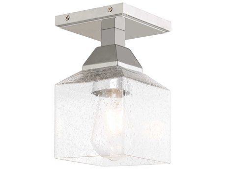 Livex Lighting Aragon 1-Light Polished Chrome Clear Glass Semi Flush Mount