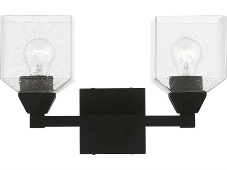 Livex Lighting Aragon 2-Light Black Glass Vanity Light