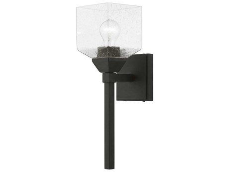 Livex Lighting Aragon 1-Light Black Glass Wall Sconce
