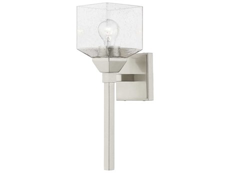 Livex Lighting Aragon 1-Light Brushed Nickel Glass Wall Sconce