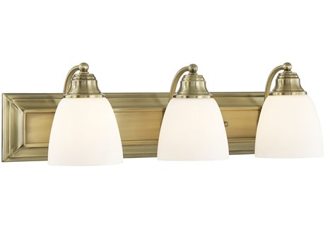 Livex Lighting Springfield 3-Light Antique Brass Glass Vanity Light