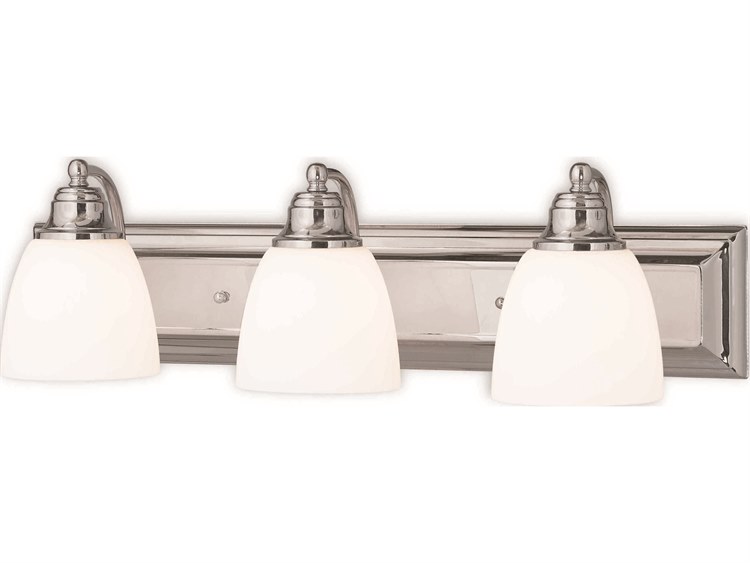 Photos - Chandelier / Lamp Livex Lighting Springfield 3-Light Polished Chrome Glass Vanity Light 1050