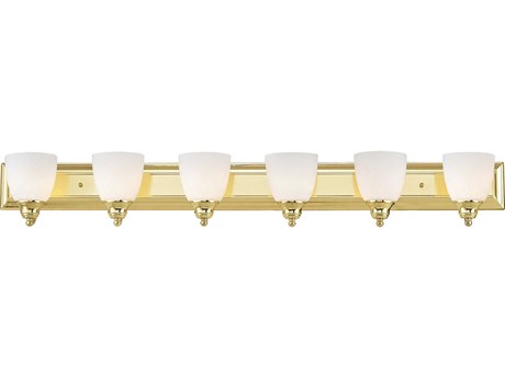 Livex Lighting Springfield 6-Light Polished Brass Glass Vanity Light