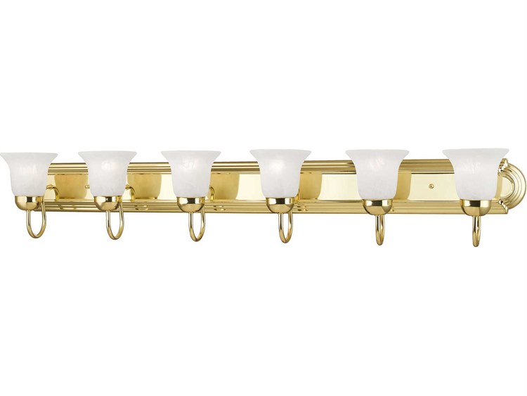 Photos - Chandelier / Lamp Livex Lighting Riviera 6-Light Polished Brass Glass Vanity Light 1076-02