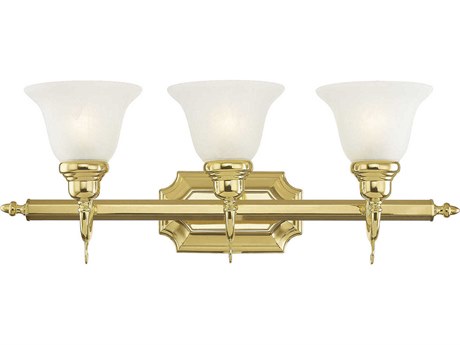 Livex Lighting French Regency 3-Light Polished Brass Glass Vanity Light
