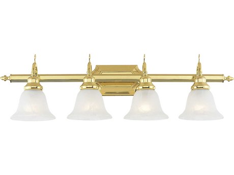 Livex Lighting French Regency 4-Light Polished Brass Glass Vanity Light