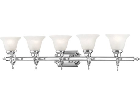 Livex Lighting French Regency 5-Light Polished Chrome Glass Vanity Light