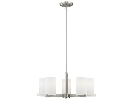 Livex Lighting Astoria 5-Light Brushed Nickel Glass Cylinder Chandelier