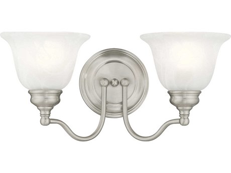 Livex Lighting Essex 2-Light Brushed Nickel Glass Vanity Light