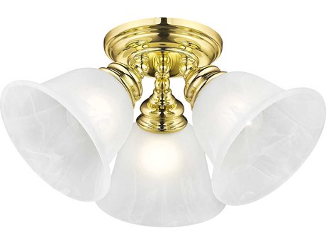 Livex Lighting Essex 3-Light Polished Brass Glass Bell Semi Flush Mount