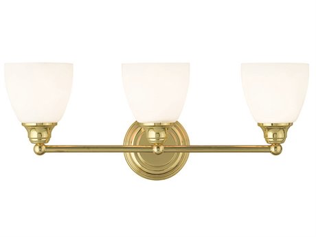 Livex Lighting Somerville 3-Light Polished Brass Glass Vanity Light