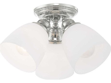 Livex Lighting Somerville 3-Light Polished Chrome Glass Bell Semi Flush Mount