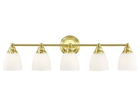 Livex Lighting Somerville 5-Light Polished Brass Glass Vanity Light