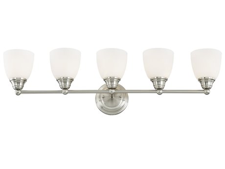 Livex Lighting Somerville 5-Light Brushed Nickel Glass Vanity Light