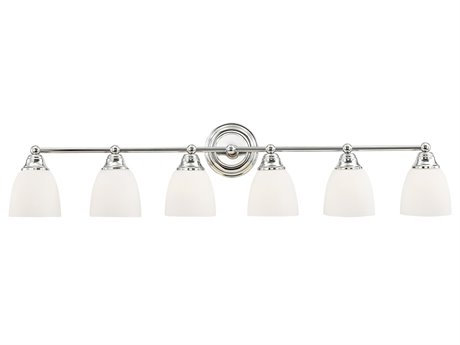 Livex Lighting Somerville 6-Light Polished Chrome White Glass Vanity Light
