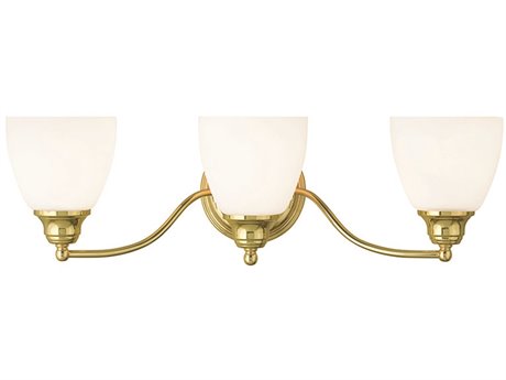 Livex Lighting Somerville 3-Light Polished Brass Glass Vanity Light
