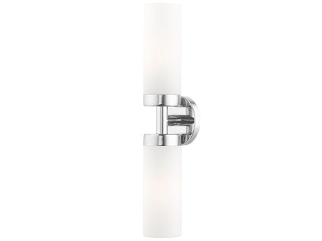 Livex Lighting Aero 2-Light Polished Chrome White Glass Wall Sconce