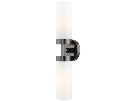Livex Lighting Aero 2-Light Black Chrome White Glass Wall Sconce