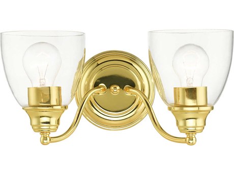 Livex Lighting Montgomery 2-Light Polished Brass Glass Vanity Light