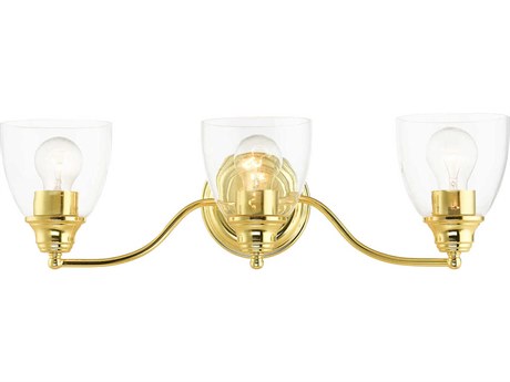 Livex Lighting Montgomery 3-Light Polished Brass Glass Vanity Light