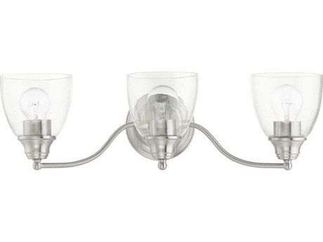 Livex Lighting Montgomery 3-Light Brushed Nickel Glass Vanity Light