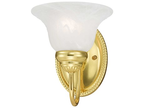 Livex Lighting Edgemont 1-Light Polished Brass White Glass Wall Sconce