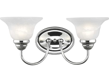 Livex Lighting Edgemont 2-Light Polished Chrome White Glass Vanity Light