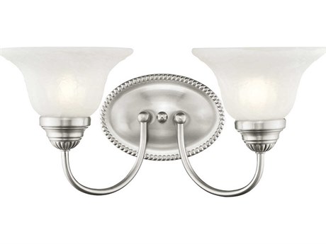 Livex Lighting Edgemont 2-Light Brushed Nickel White Glass Vanity Light