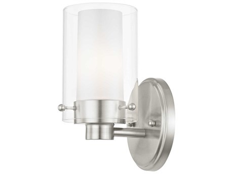 Livex Lighting Manhattan 1-Light Brushed Nickel Glass Wall Sconce