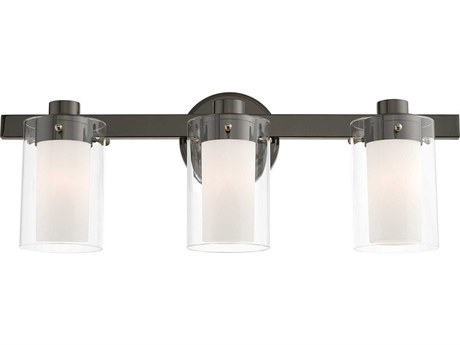 Livex Lighting Manhattan 3-Light Polished Black Chrome Glass Vanity Light