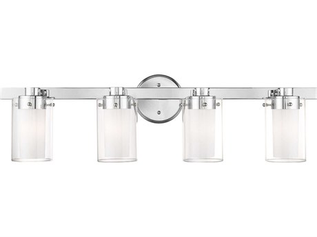Livex Lighting Manhattan 4-Light Polished Chrome Glass Vanity Light