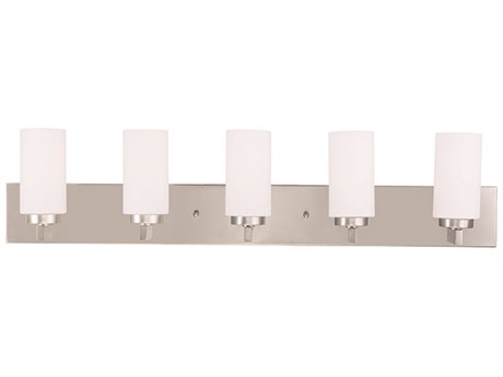 Livex Lighting West Lake 5-Light Brushed Nickel Glass Vanity Light