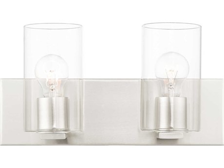 Livex Lighting Zurich 2-Light Brushed Nickel Clear Glass Vanity Light