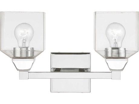Livex Lighting Aragon 2-Light Polished Chrome Glass Vanity Light