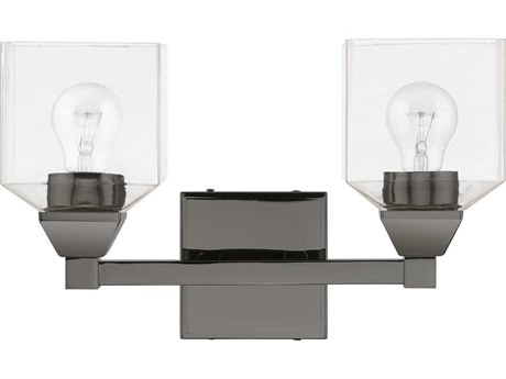 Livex Lighting Aragon 2-Light Black Chrome Glass Vanity Light