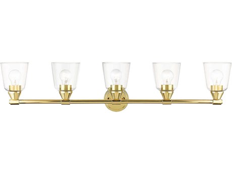 Livex Lighting Catania 5-Light Polished Brass Glass Vanity Light
