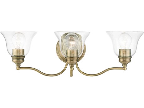 Livex Lighting Moreland 3-Light Antique Brass Glass Vanity Light