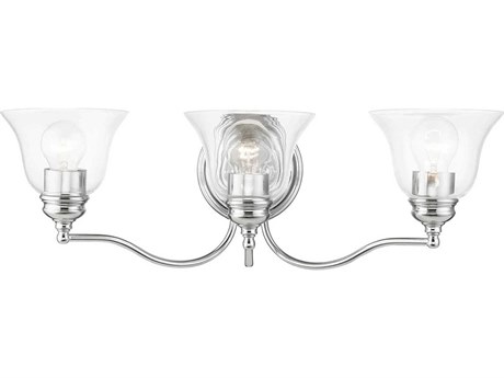 Livex Lighting Moreland 3-Light Polished Chrome Glass Vanity Light