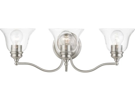 Livex Lighting Moreland 3-Light Brushed Nickel Glass Vanity Light
