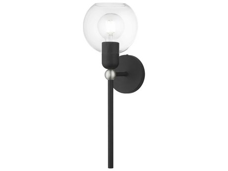 Livex Lighting Downtown 1-Light Black Brushed Nickel Glass Wall Sconce