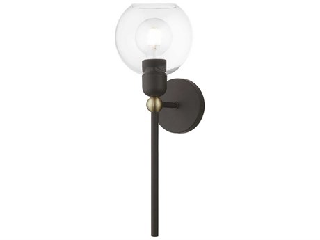 Livex Lighting Downtown 1-Light Bronze Antique Brass Glass Wall Sconce