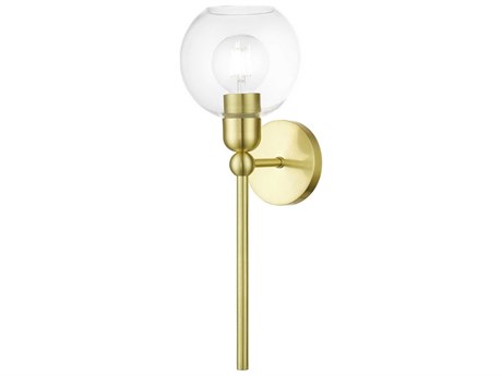 Livex Lighting Downtown 1-Light Satin Brass Glass Wall Sconce