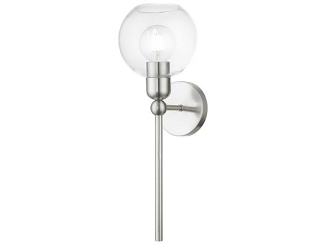 Livex Lighting Downtown 1-Light Brushed Nickel Glass Wall Sconce