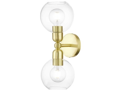 Livex Lighting Downtown 2-Light Satin Brass Glass Vanity Light