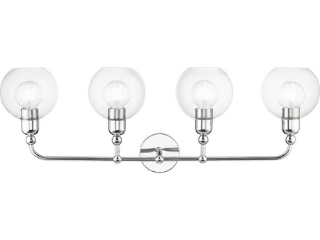 Livex Lighting Downtown 4-Light Polished Chrome Glass Vanity Light