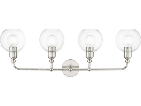 Livex Lighting Downtown 4-Light Brushed Nickel Glass Vanity Light