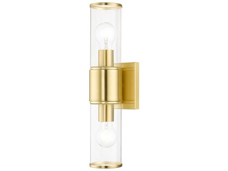 Livex Lighting Quincy 2-Light Satin Brass Glass Vanity Light