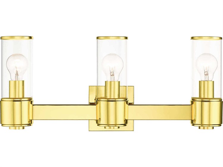 Photos - Chandelier / Lamp Wide Livex Lighting Quincy 3-Light Polished Brass Glass Vanity Light 17143-02 